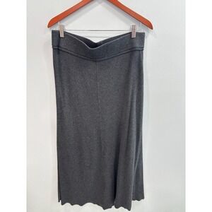 Cabi Women's Gray Knit Maxi Skirt M Stretch Cotton Pull On Casual Bow Minimalist